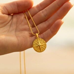 Mantra Gold Compass Necklace